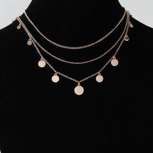 Triple Round Charm Chain Necklace